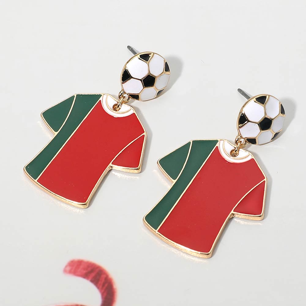 Portugal Soccer Jersey Drop Earrings