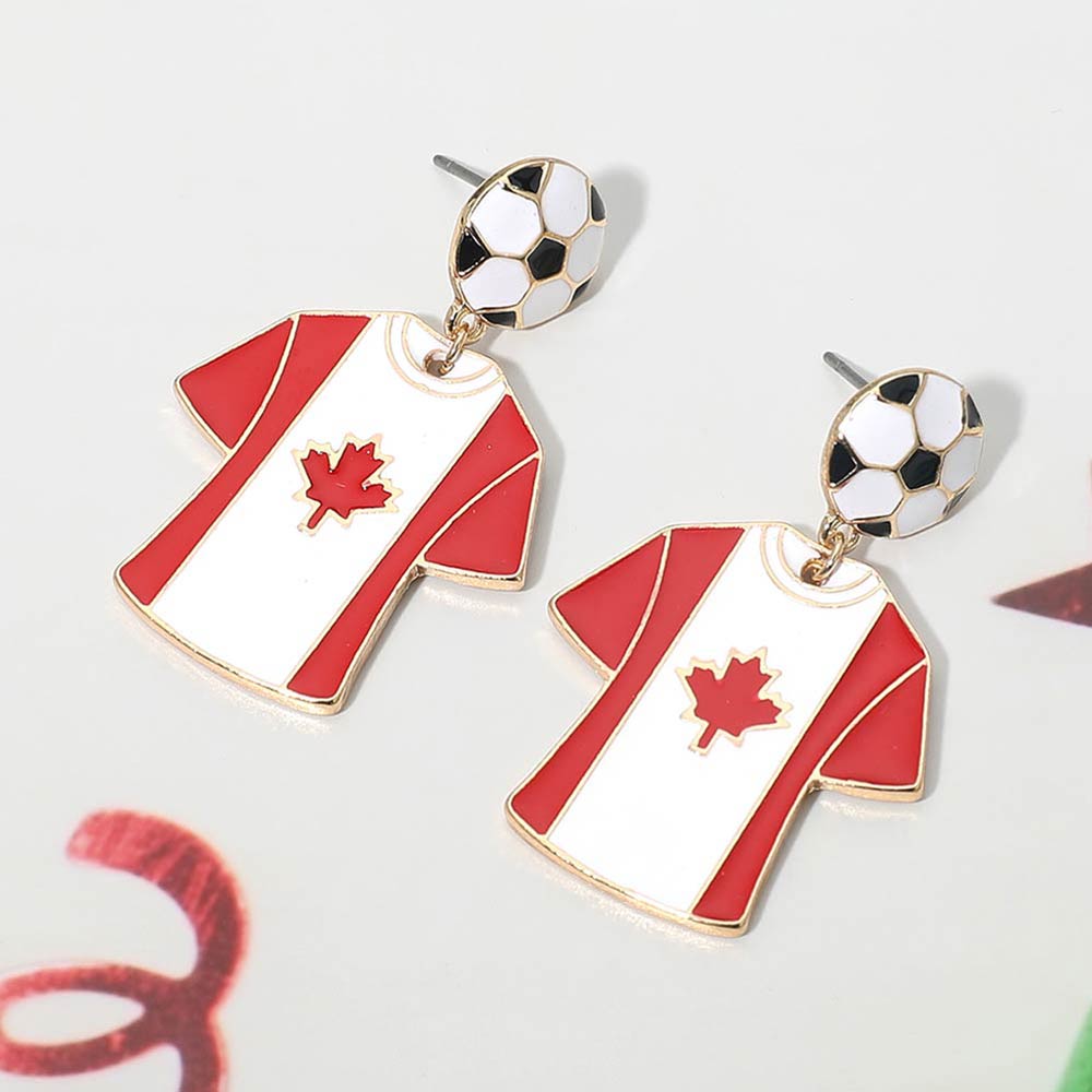 Canada Soccer Jersey Drop Earrings
