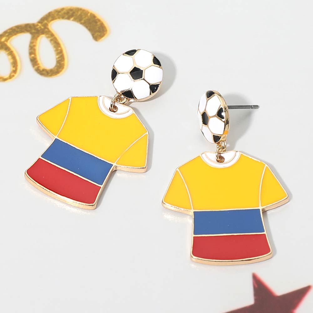 Colombia Soccer Jersey Drop Earrings