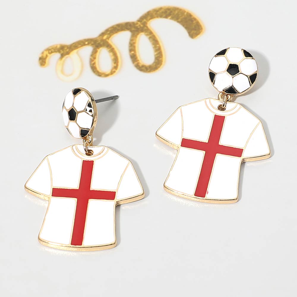 England Soccer Jersey Drop Earrings