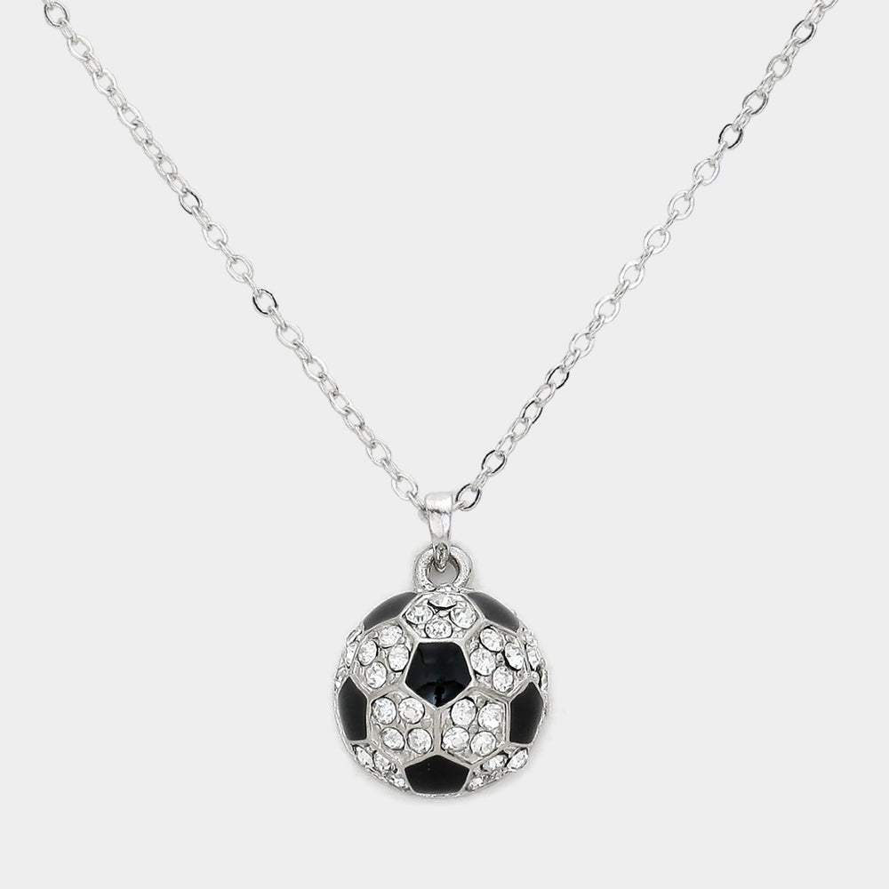 Crystal Soccer Pendant Necklace