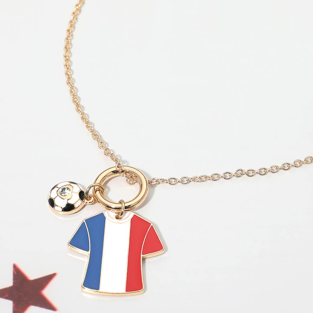 France Soccer Ball Jersey Charm Toggle Pendant Necklace
