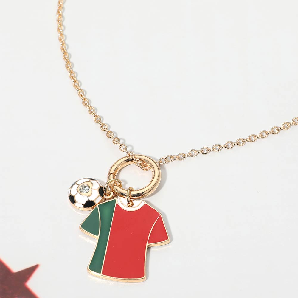 Portugal Soccer Ball Jersey Charm Toggle Pendant Necklace