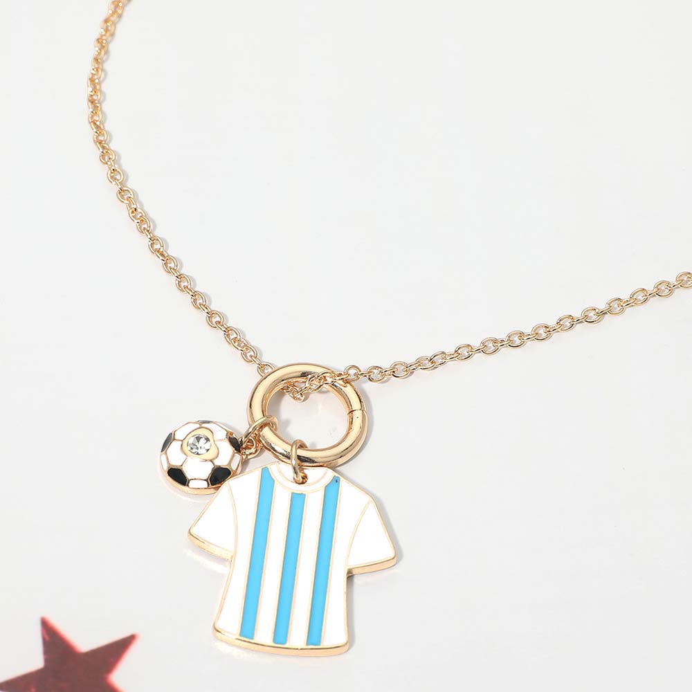 Argentina Soccer Ball Jersey Charm Toggle Pendant Necklace