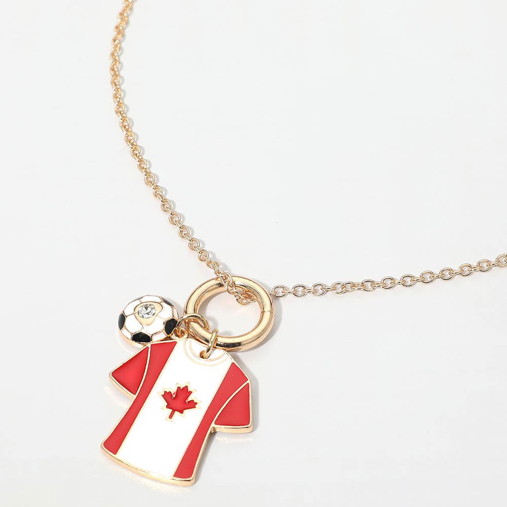 Canada Soccer Ball Jersey Charm Toggle Pendant Necklace